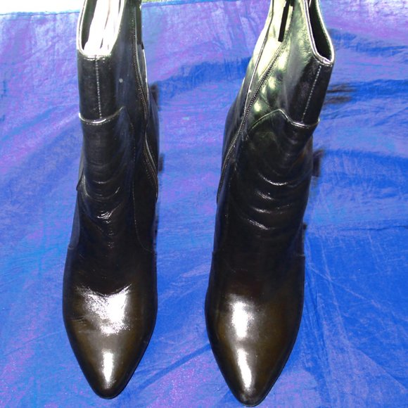 NINE WEST-BLACK LEATHER HIGH HEEL BOOTS-NEW- SIZE8.5-MID-CALF - Picture 2 of 10